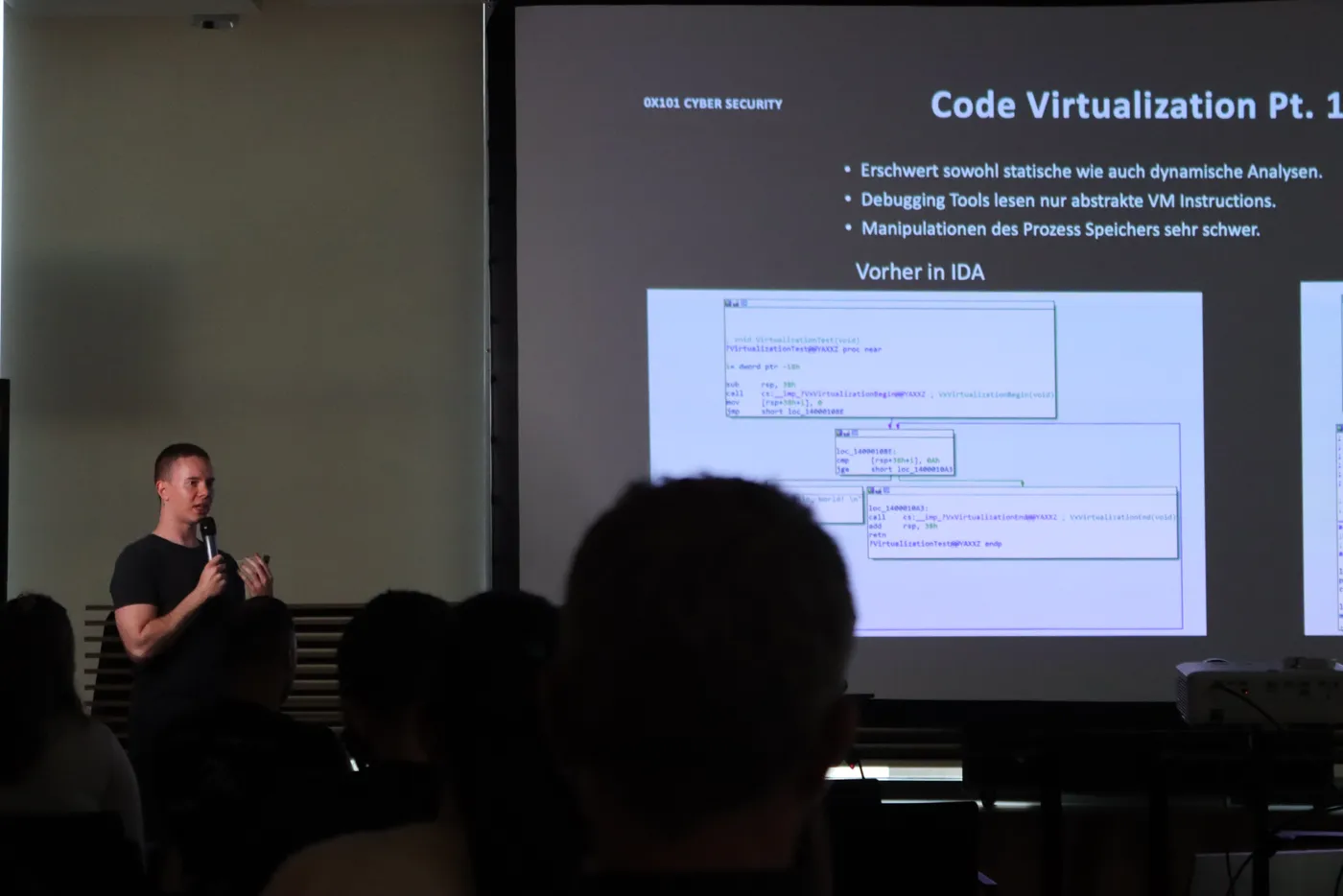 Nico Mak presenting at a security event