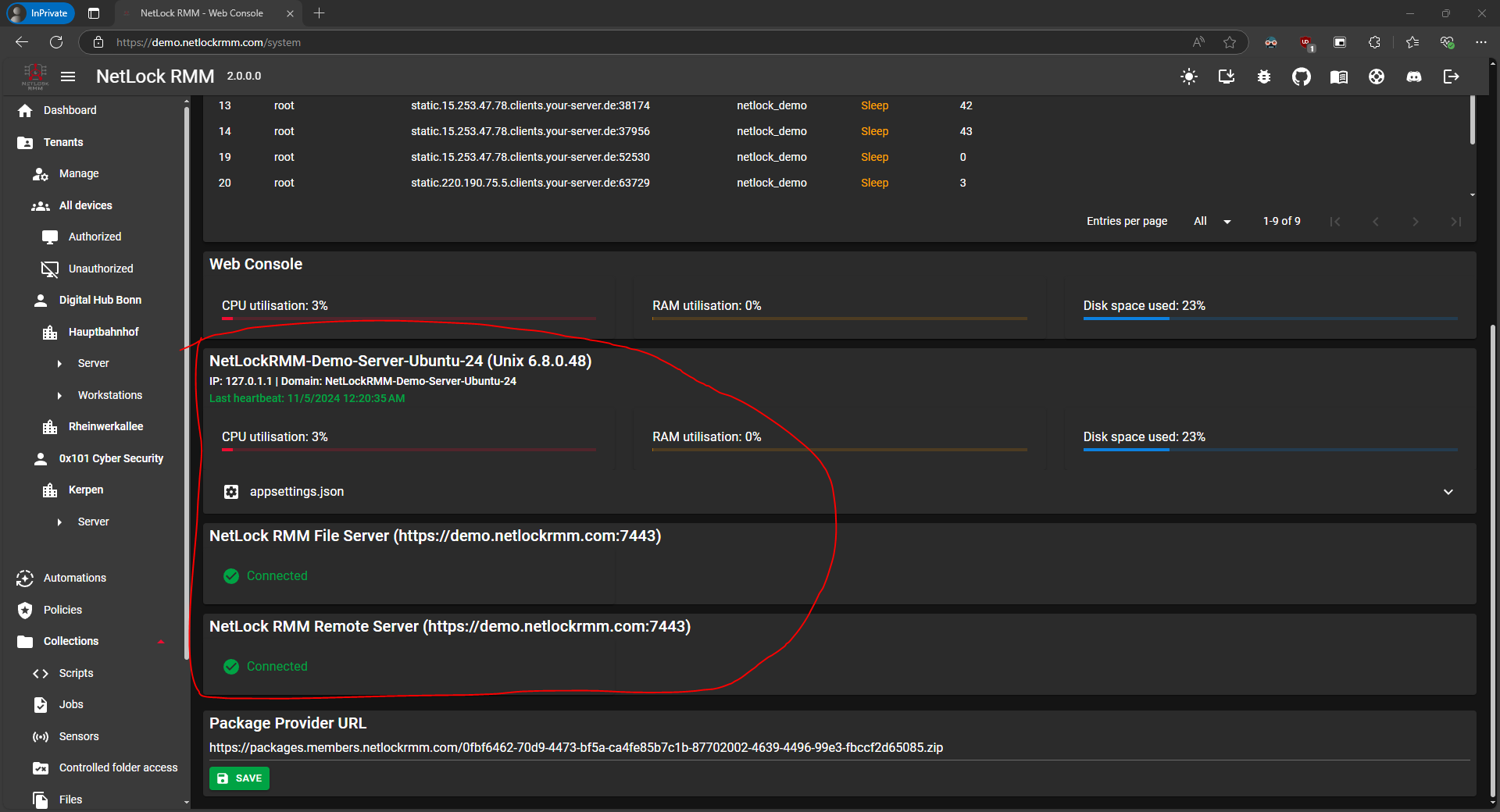 NetLock RMM Server Connected Status